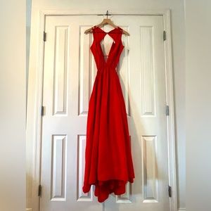 Gorgeous Siren Red Cult Gaia Dua Linen Blend Cutout Dress